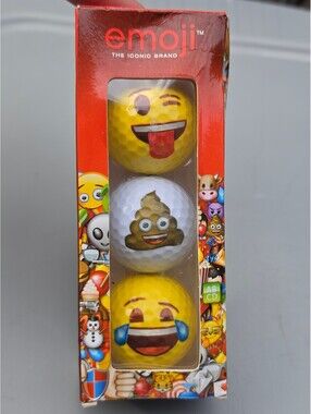Emoji 3 Pack Novelty Golf Balls Winking Poop Laughing Faces Gift Set